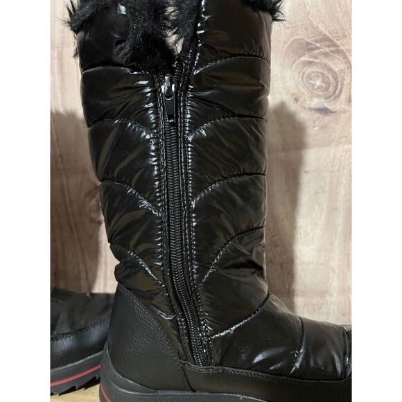 Cat & Jack Girls' Nicole Zipper Black Winter Snow Boots - Picture 6 of 8